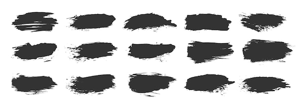 Ink paintbrush grunge texture black silhouette set