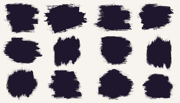 Ink paintbrush strokes set