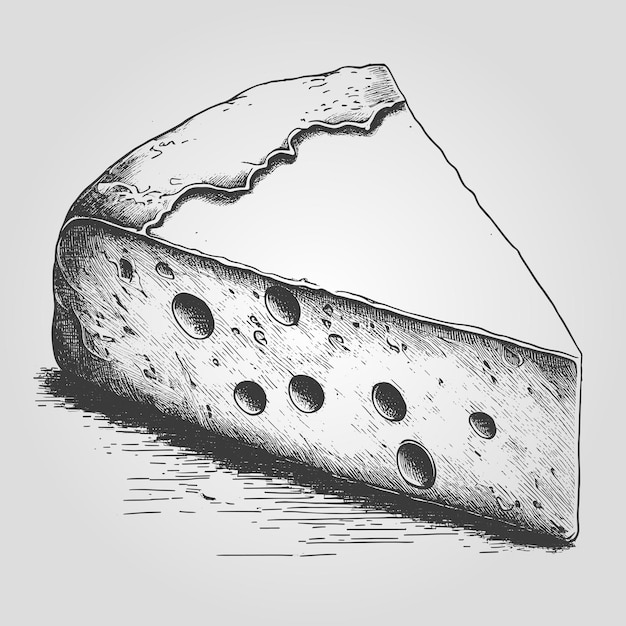 メニューや看板のデザイン ベクトル図のインク スケッチ描画チーズ食品要素コレクション