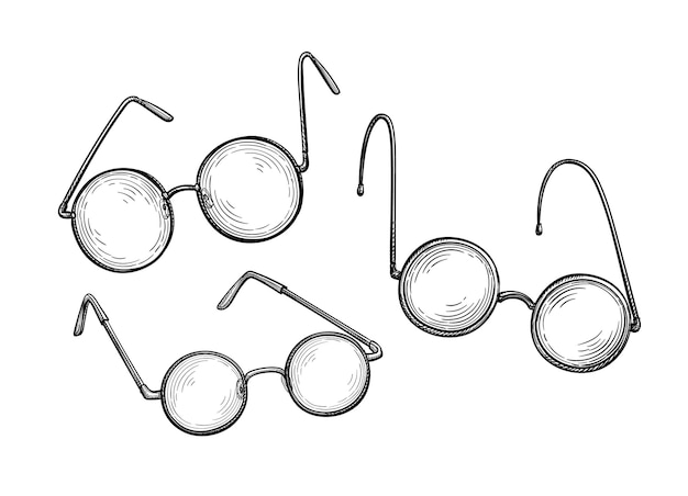 벡터 둥근 안경 의 잉크 스케치