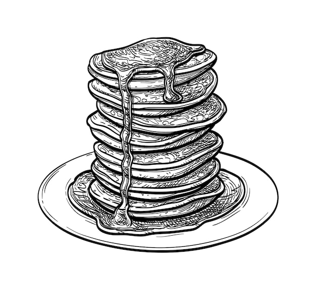 Vector ink sketch of pancakes