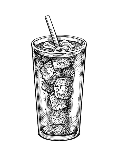Vector ink sketch of soda glass