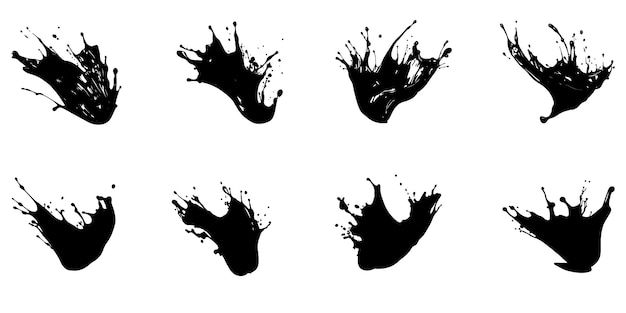 Vector ink splatter and drops liquid paint drip drop splash and blotter spots