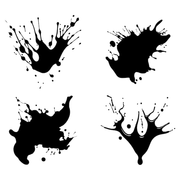 Vector ink splatter and drops with blotter spots liquid paint drip drop splash