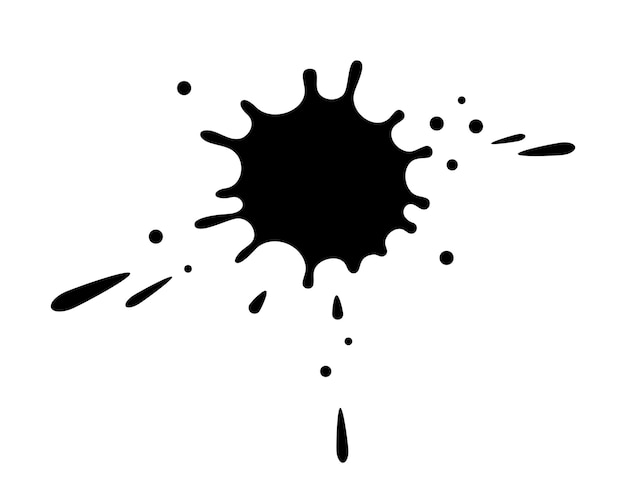 Ink spot black silhouette Hand drawn vector splash of black color isolated on white background