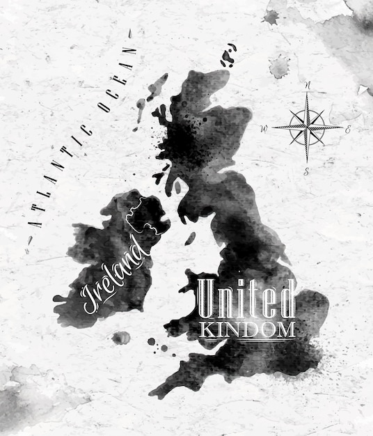 Vector ink united kingdom and scotland map