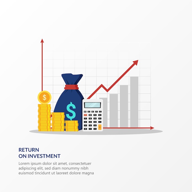 Inkomen financiële strategie voor een hoog rendement op investeringen illustratie. fondsenwerving of omzetgroei met grafieklijnsymbool.