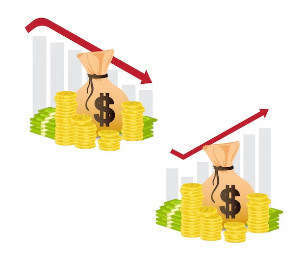 Inkomen omlaag en omhoog vectorconcept.