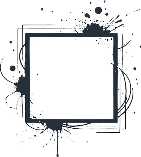 Inkt spettert rond een vierkant frame minimalisme