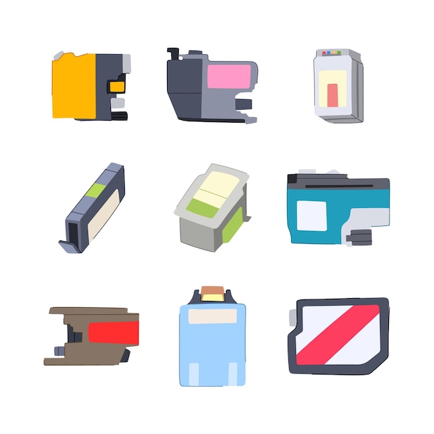 Inktcartridge set cartoon vector illustratie