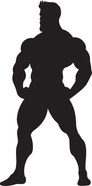 Inkwell Impression Full Body Black Icon Kampioen Houtskool Bodybuilders Iconische Glyf