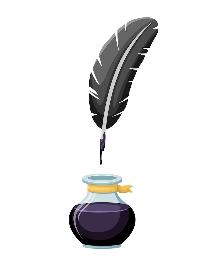 Vector inkwell with a pen.