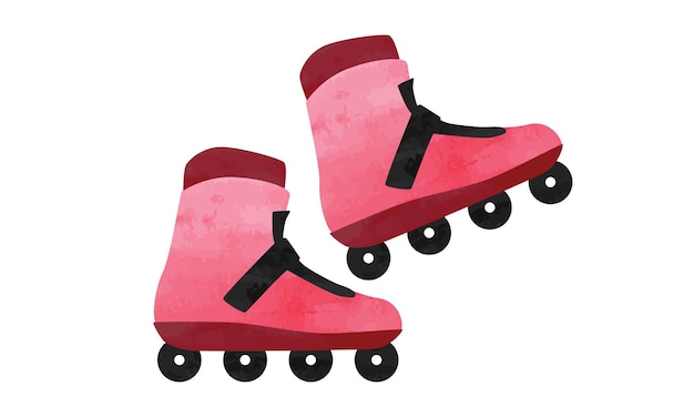 Inline skates clipart. Pair of inline skates or Roller blades watercolor style vector illustration