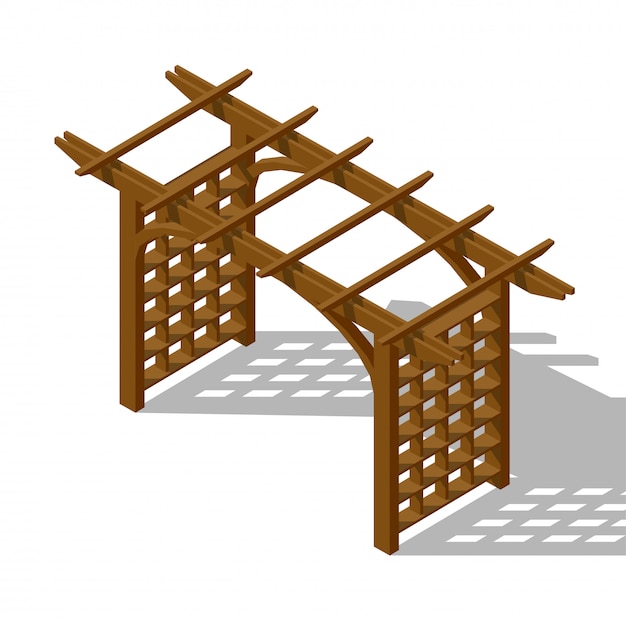 Vector inner courtyard isometric pergola