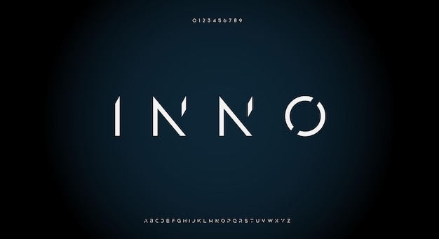 Inno, Sharp edge abstract technology futuristic alphabet font. digital space typography design