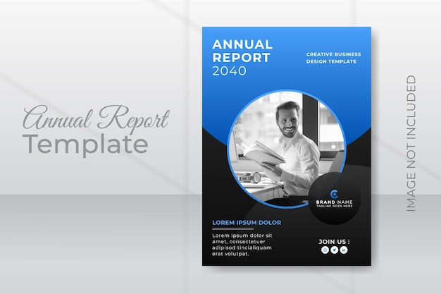 Innovatieve zakelijke jaarverslag cover lay-out flyer ontwerpsjabloon
