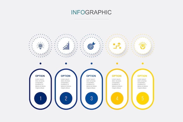 Innovation growth goal strategy value Infographic design template Creative concept with 5 steps