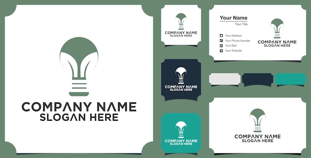 Vector innovation idea leaf growth logo green bulb creative designand business card