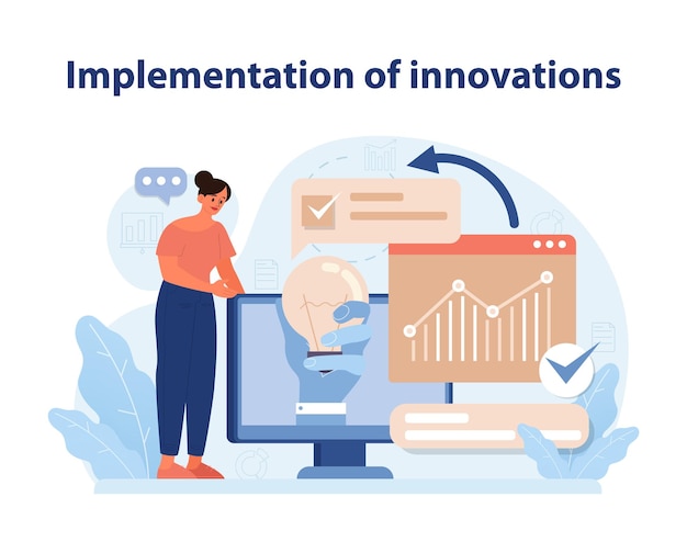 Innovation implementation a crisp vector illustration depicting a professional executing new