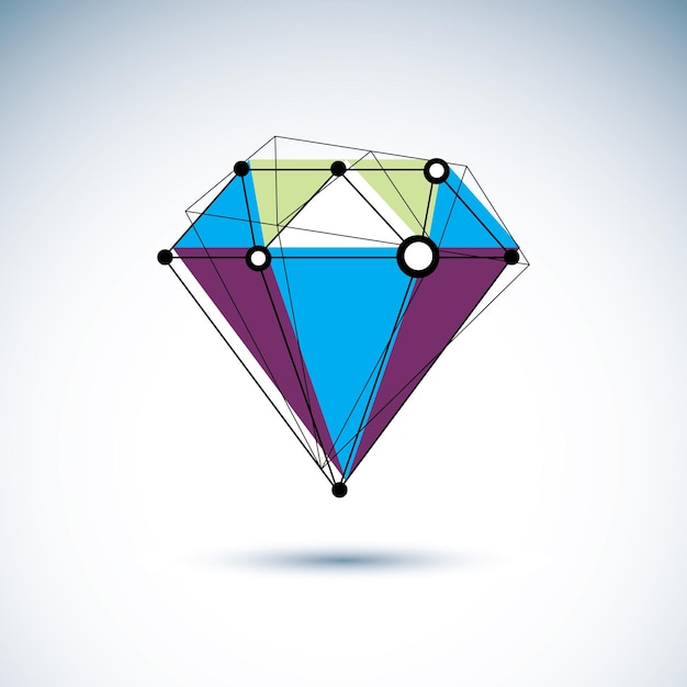 Innovation technologies emblem. 3D origami abstract mesh object, vector design element.