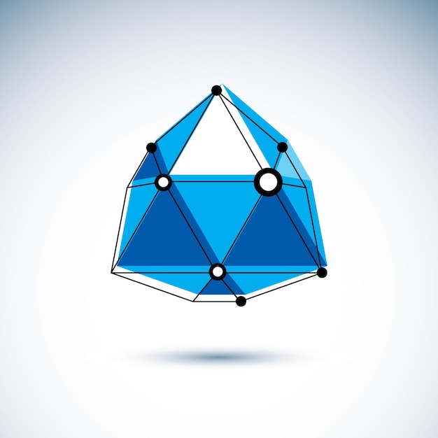 Innovation technologies logo. Abstract 3D polygonal wireframe object, vector geometric low poly design element.