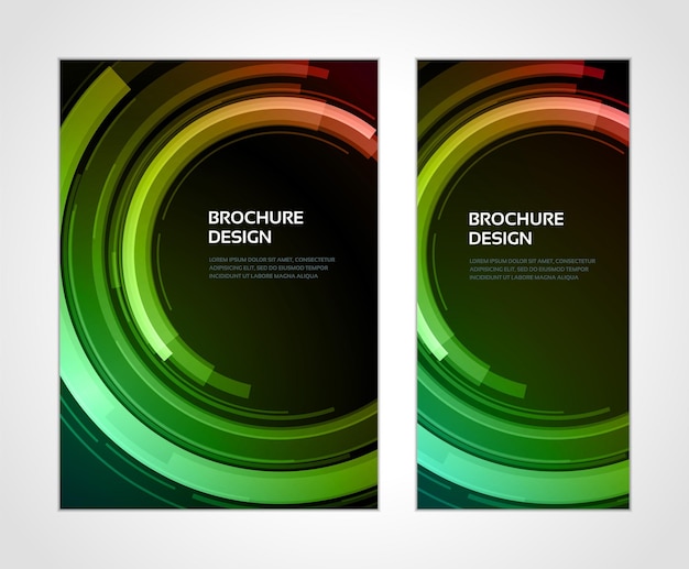 Innovation technology circle geometric stripes flow dynamic twist green traffic brochure vector