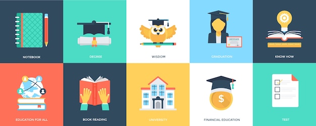 Innovative Flat Education Icons