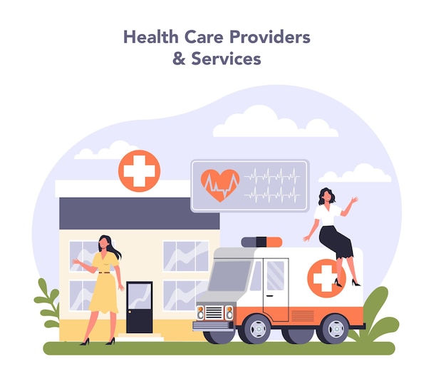 Innovative healthcare industry sector of the economy. flat vector illustration