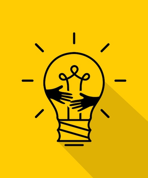 Innovative idea modern stylish icon with light bulb yellow light bulb icon set isolated