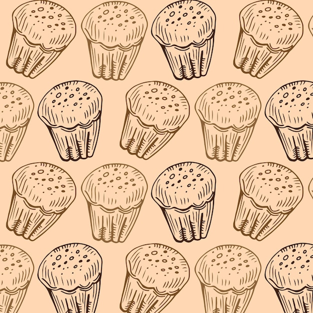 Inpakpapier - Naadloos patroon van cake, cupcake en muffin voor vector grafisch ontwerp