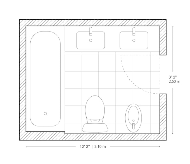 Vector inrichting van de badkamer