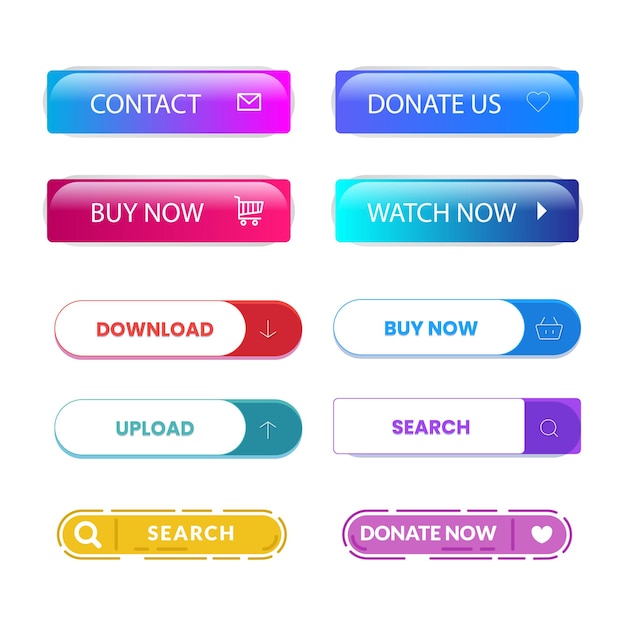 Inschrijven en aanmelden Button Set Flat Design op witte achtergrond