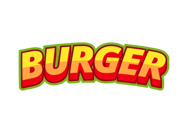 Inscriptie hamburger in pop-art stijl op een witte achtergrond van veelkleurige letters. Voor het decoreren en afdrukken van monstermenu's. Vector illustratie.