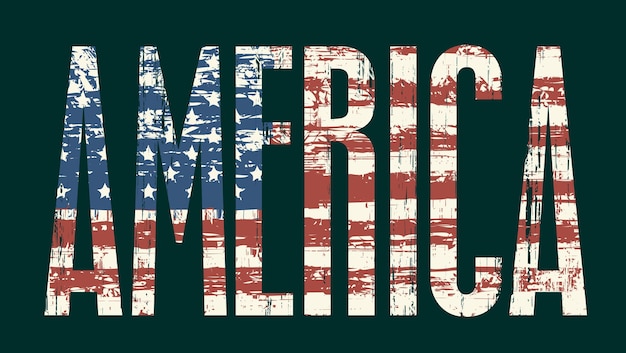 Vettore iscrizione america e bandiera americana