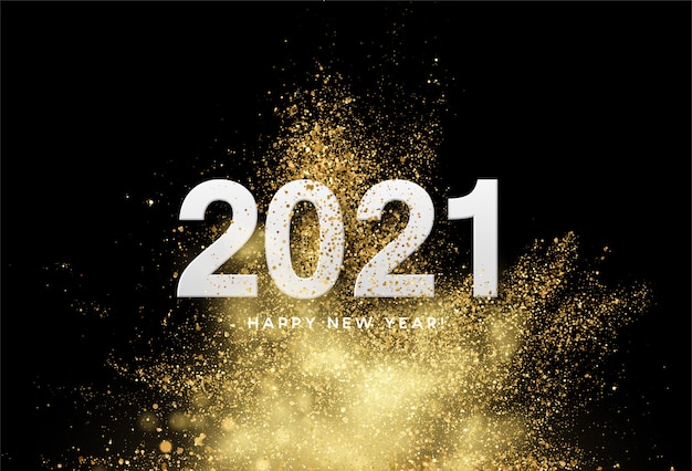  inscription on the background of gold glitter confetti.  illustration