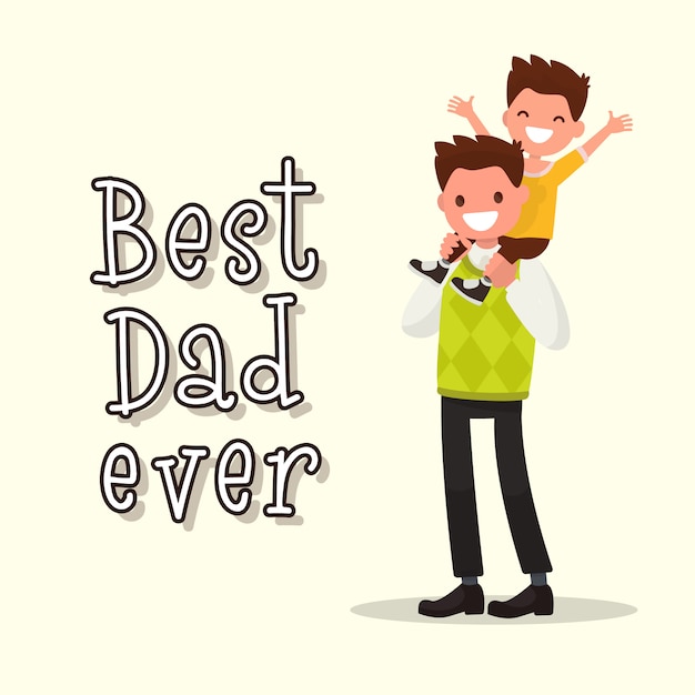 Vector inscription best dad ever greeting card