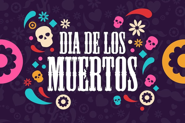 Inscription Day of the Dead in Spanish Dia de los Muertos holiday concept Template for background banner card poster with text inscription Vector EPS10 illustration