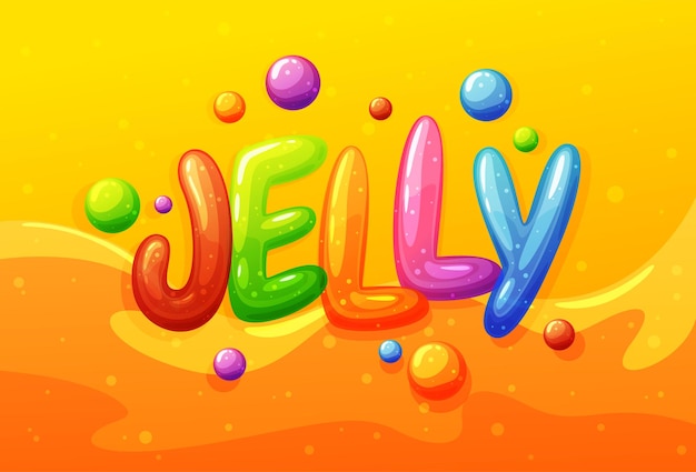 The inscription is jelly in the form of a bright colored candy Bright children inscription Vector illustration