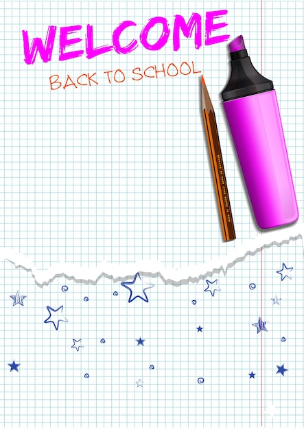 Надпись розовый маркер в школьной тетради