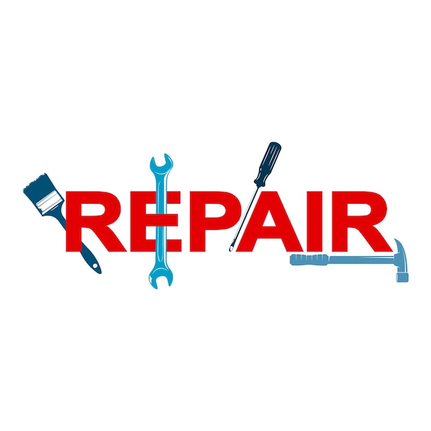 Inscription repair and repair tool Symbol for repair and service