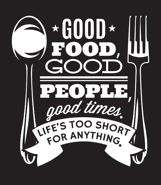 Vector inscription in retro style on theme of eating with cutlery