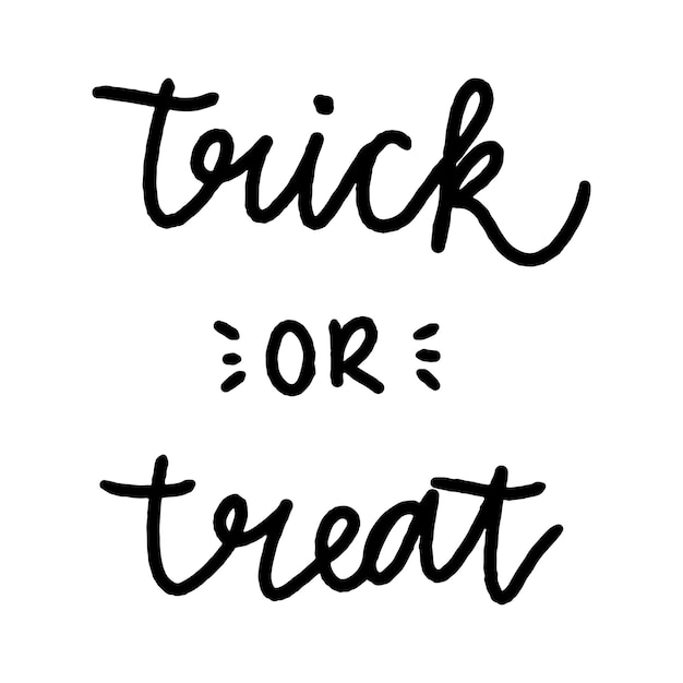 Vector the inscription trick or treat written by hand on a white background. vector lettering for halloween