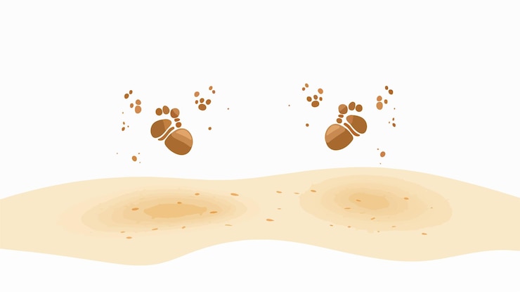 Vector inscription with footprints vector illustration