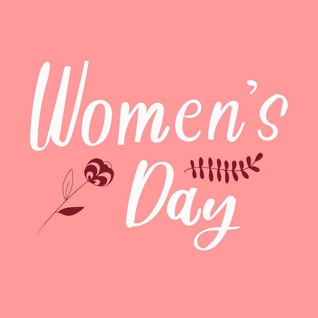 Vector inscription with women's day on a pink background