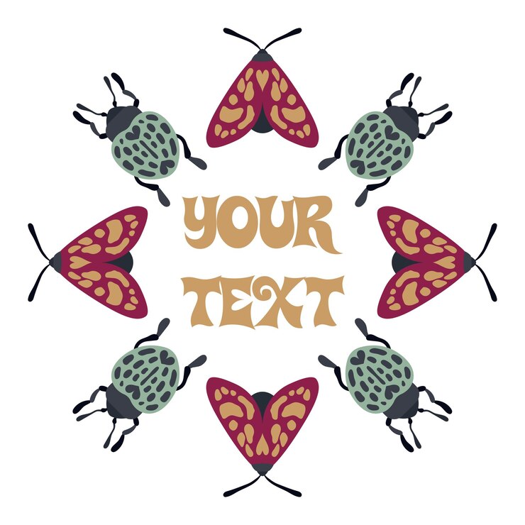 Vector insect and beetle frame isolated vector illustration
