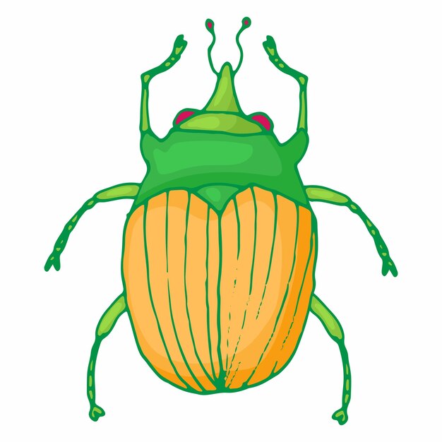 ベクトル 白い背景に隔離された漫画スタイルの昆虫のバグアイコン