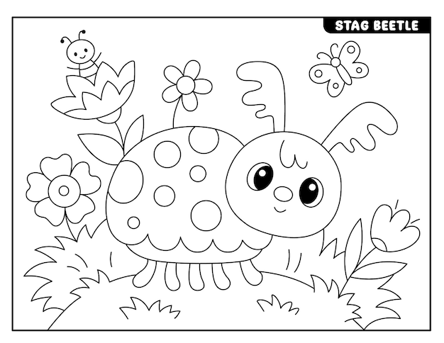 Vettore disegni da colorare di insetti per bambini