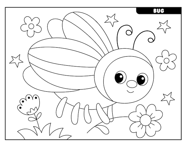 아이들을 위한 곤충 색칠 공부 페이지