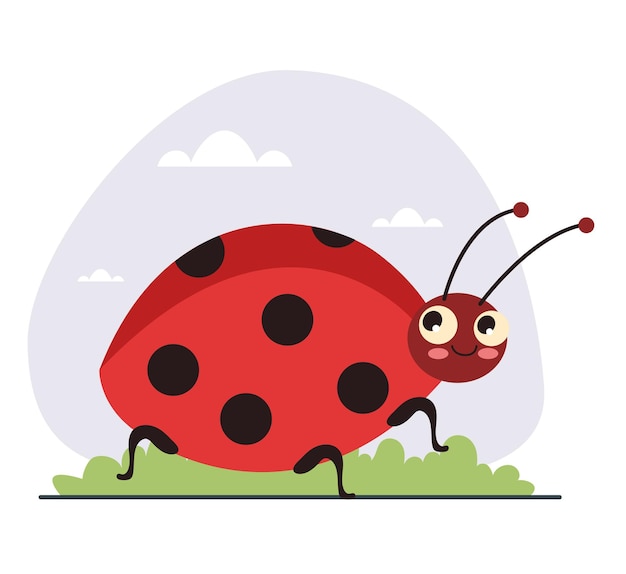 Insect cute bug beetle ladybug isolated set Vector graphic design illustration