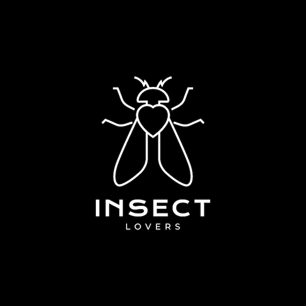 Vettore insetto che vola con la linea d'amore minimalista logo design vector